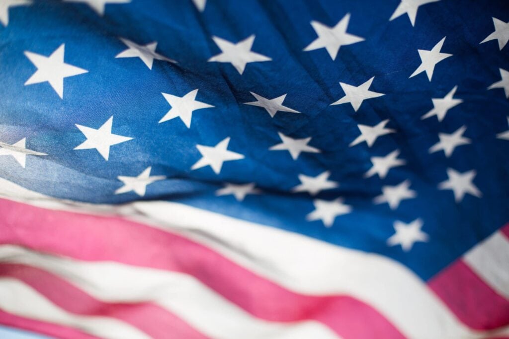 American flag closeup on 4th of july