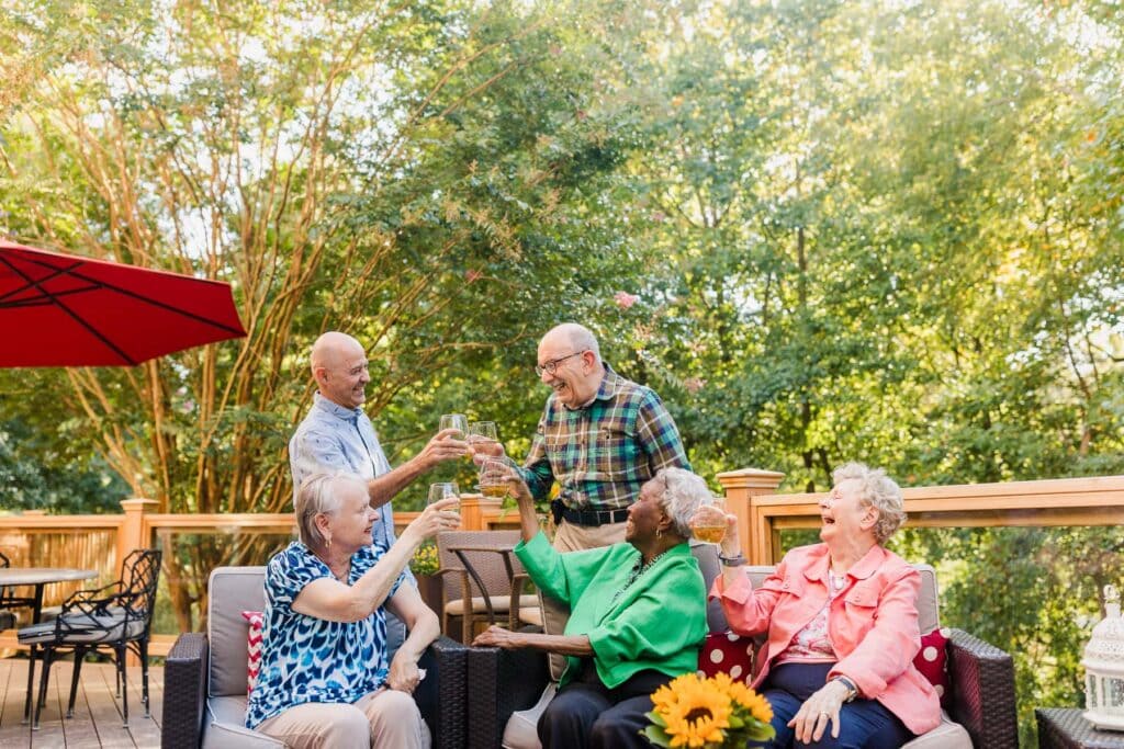 residents enjoying happy hour