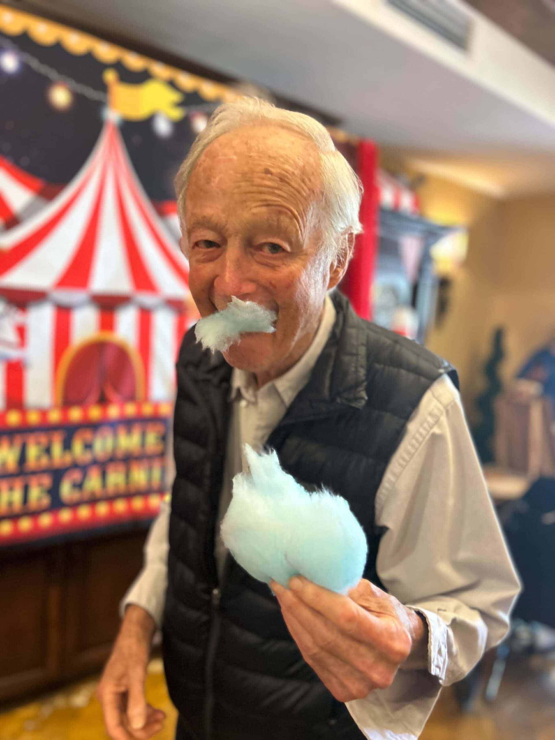 resident eating cotton candy