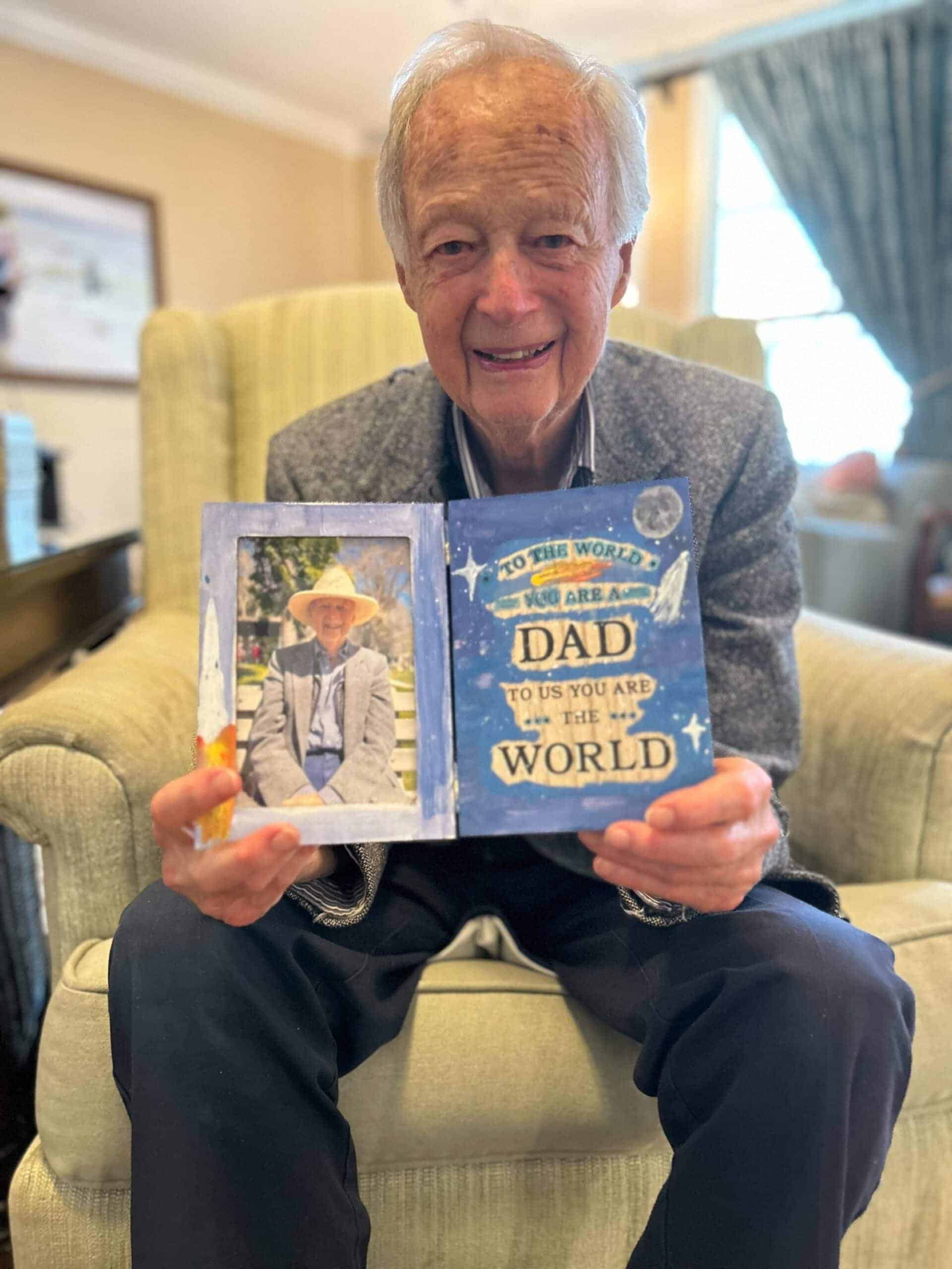 resident with Father's Day card