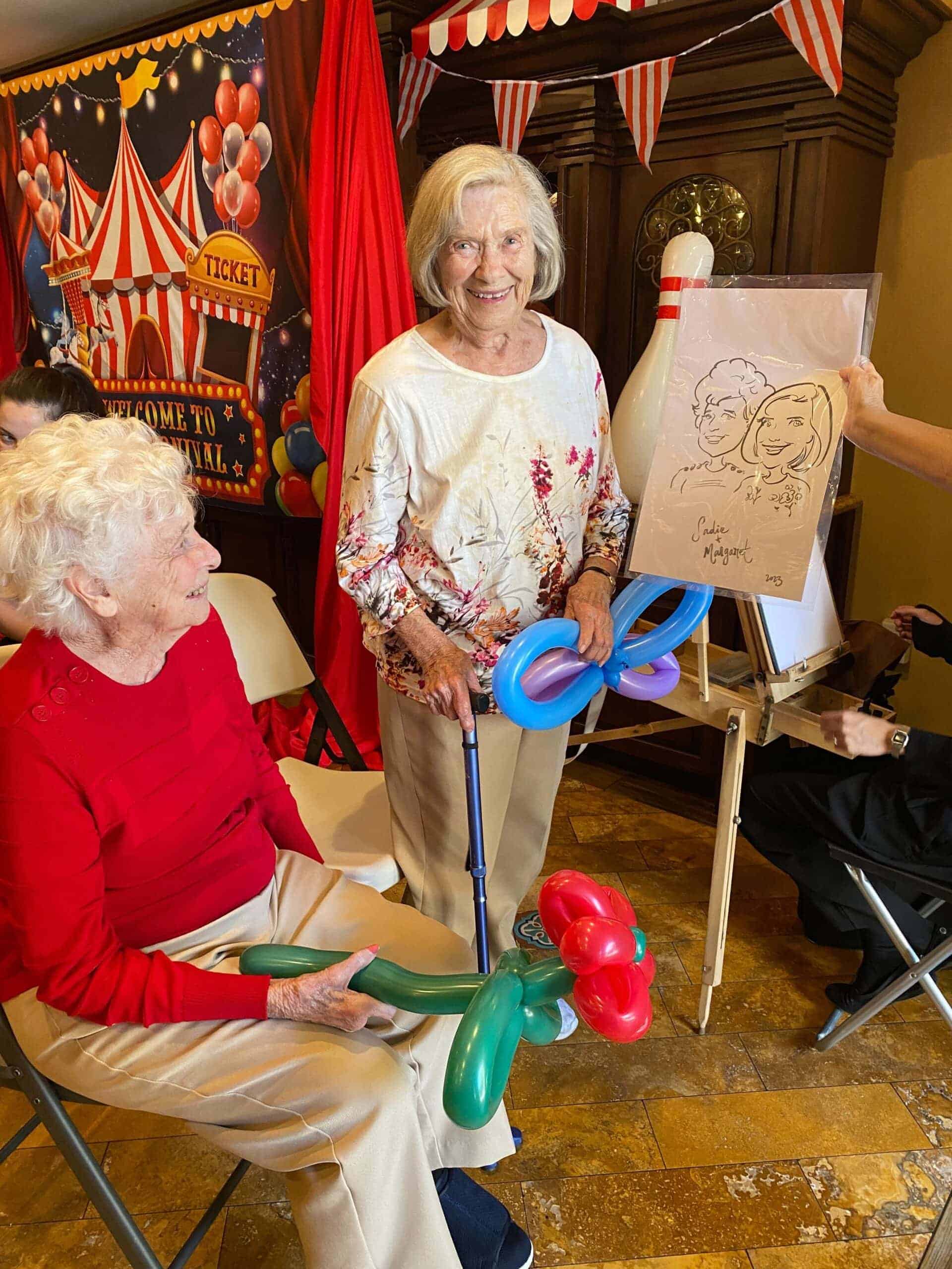 residents getting portraits drawn