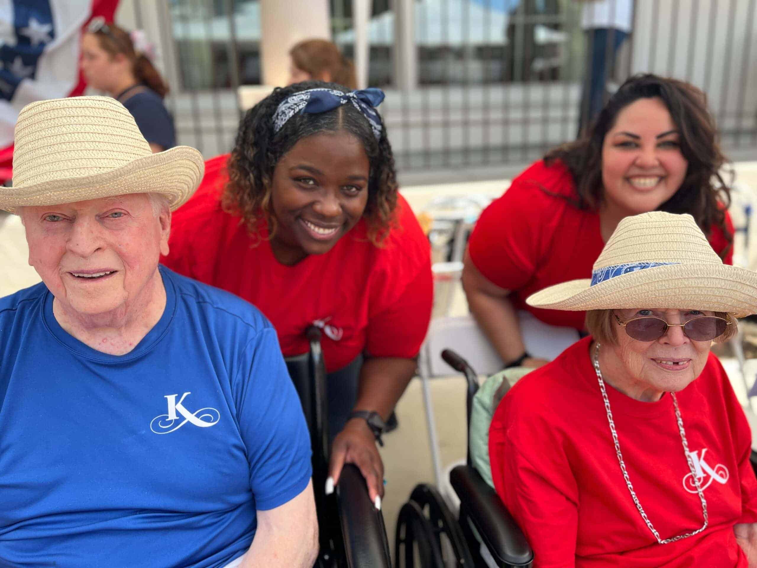 team members and residents during outing