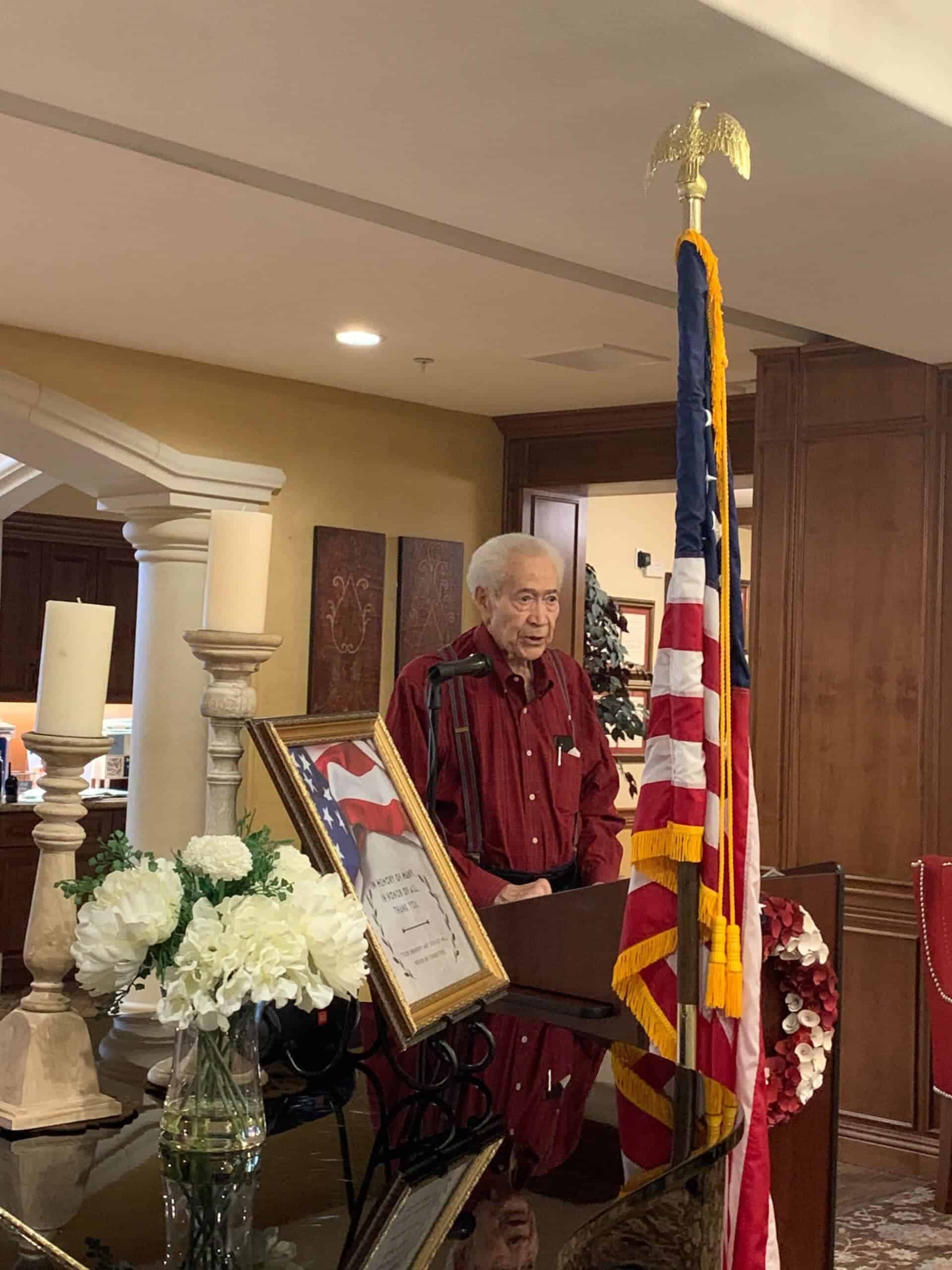 resident during Veterans Day ceremony