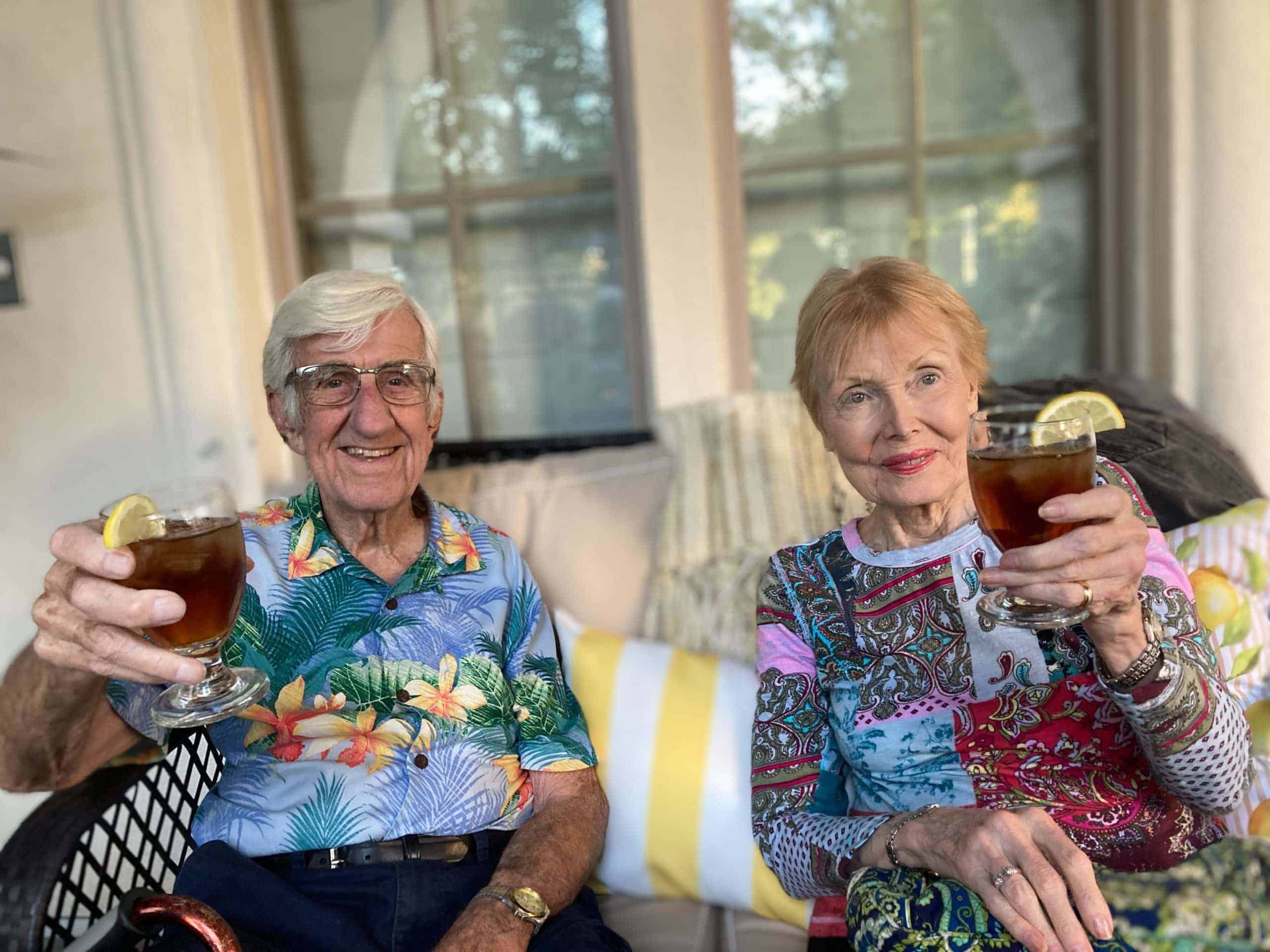 residents toasting beverages