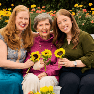 senior lady and her family on the patio